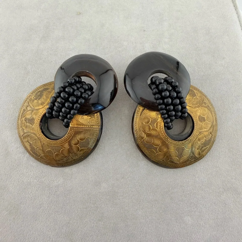Vintage horn and brass boho door knockers